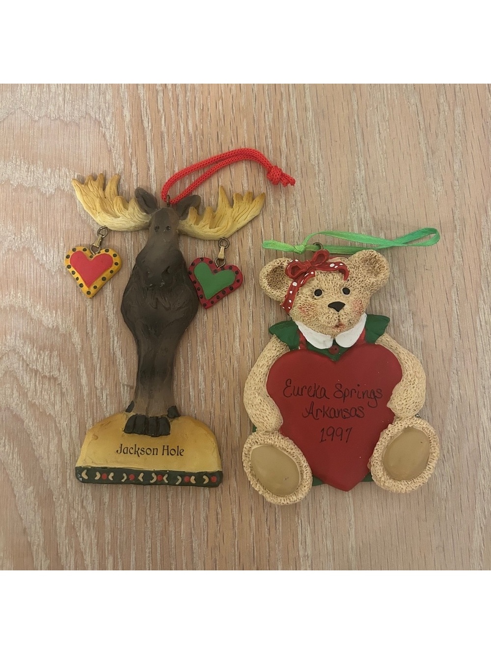 Vintage 1997 Christmas Ornament Lot Jackson Hole Moose Eureka Springs Bear